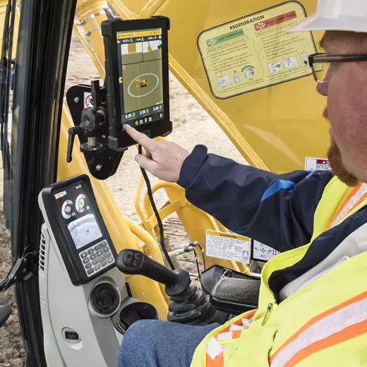 TD540 grade control display in excavator cab